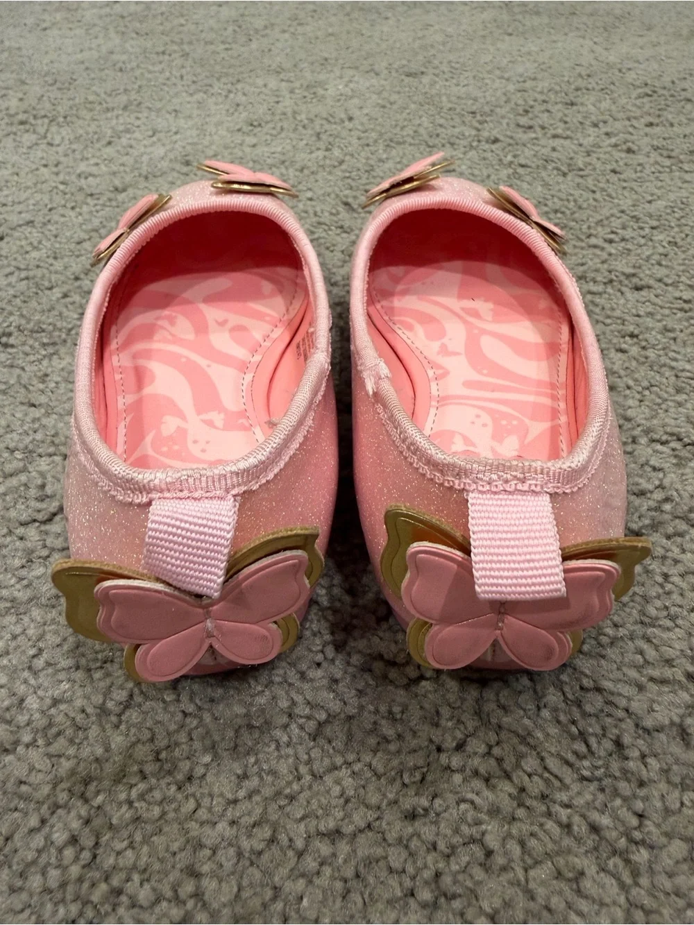 Wicked Pink Sparkly Butterfly Dress Shoes